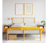 WHOPBXGAD Industrial Nightstand Set of 2, Mustard Yellow Steel Bedside Tables with Storage Drawer, Cold Rolled Steel Frame, Adjustable Feet, 36x39x50.5cm for Bedroom Living Room