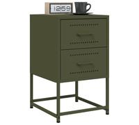 WHOPBXGAD Industrial Nightstand Set of 2, Olive Green Steel Bedside Table 36x39x60.5 cm, Sturdy Metal Side Table with Storage Shelf for Living Room, Bedroom, Study, Rustproof & Easy to Clean