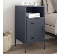 WHOPBXGAD Industrial Nightstand with Storage, Cold Rolled Steel Bedside Table, Anthracite Gray End Table 36x39x68 cm for Bedroom & Living Room, Adjustable Legs, Spacious Cabinet