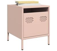 WHOPBXGAD Industrial Pink Steel Nightstand with Drawer 35x39x43.5 cm, Sturdy Cold Rolled Metal Bedside Table for Bedroom & Living Room, Modern Side Table with Storage Space