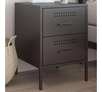 WHOPBXGAD Industrial Steel Nightstand Black 36x39x50.5 cm with 2 Drawers, Sturdy Metal Bedside Table for Bedroom Living Room, Modern Side Table with Storage Space, Easy to Clean