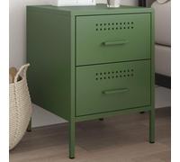 WHOPBXGAD Industrial Steel Nightstand Olive Green 36x39x50.5 cm with 2 Drawers, Sturdy Metal Bedside Table for Bedroom & Living Room, Multi-Purpose Side Table with Storage Space