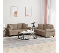 WHOPBXGAD Juego de sofás 2 Piezas Cuero sintético Capuchino, Conjunto Sala Moderno con Cojines Decorativos, cómodo para Living Room y Sala de Estar