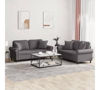 WHOPBXGAD Juego de sofás 2 Piezas Cuero sintético Gris con Cojines, sofá seccional para Sala de Estar, Muebles Modernos cómodos y duraderos para hogar