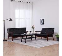 WHOPBXGAD Juego de sofás 2 Piezas Cuero sintético Negro Moderno Living Room Sofa Set Comfortable Seating for Family Gatherings and TV Watching