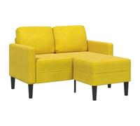 WHOPBXGAD L-Shape Sofa 2 Seater with Chaise Lounge Yellow Velvet Fabric 125 cm Small Space Living Room Furniture Modern Comfortable Sectional Couch for Apartments