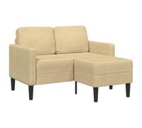 WHOPBXGAD L-Shaped 2-Seater Sofa with Chaise Longue 125cm, Green Grey Linen Fabric, Space Saving Corner Couch for Small Living Room, Modern Lounge Furniture with Thick Foam Cushions