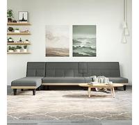 WHOPBXGAD L-Shaped Sofa Bed Convertible 3 Positions with USB Charging Station, Dark Gray Fabric Sectional Sleeper Sofa for Small Spaces, Guest Bed and Living Room Furniture 255x140x70 cm