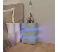 WHOPBXGAD LED Night Stand with USB Port, Modern Concrete Gray Engineered Wood Bedside Table 45x35x67 cm, Touch Control Light for Bedroom, Spacious Storage Shelf, Easy Assembly