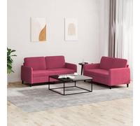 WHOPBXGAD Luxury 2 Piece Velvet Sofa Set Burgundy Red for Living Room, Soft Velvet Fabric with Sturdy Wood Frame, Comfortable Seating for Relaxing and Entertaining, Includes 4 Pillows