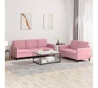 WHOPBXGAD Luxury 2 Piece Velvet Sofa Set Pink Velvet Living Room Furniture for Small Spaces Modern Sectional Couch with Soft Cushions Comfortable Seating