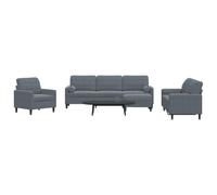 WHOPBXGAD Luxury 4 Piece Velvet Sofa Set Dark Grey with Pillows, Modern Living Room Furniture for Small Spaces, Comfortable Sectional Couch with Ottoman and Throw Cushions