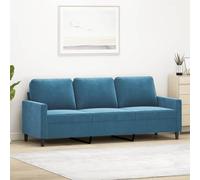 WHOPBXGAD Luxury Blue Velvet 3 Seater Sofa 180cm Modern Living Room Furniture with Soft Fabric, Sturdy Metal Frame and Thick Cushions for Comfortable Relaxation