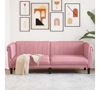 WHOPBXGAD Luxury Pink Velvet 3 Seater Sofa Modern Living Room Furniture with Soft Fabric Thick Cushions and Sturdy Wood Legs for Home Decor Relaxation Comfort