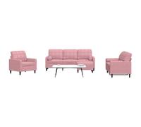 WHOPBXGAD Luxury Pink Velvet 4 Piece Sofa Set with Cushions for Living Room, Modern Sectional Furniture with Ottoman, Comfortable Seating for Home Decor