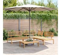 WHOPBXGAD Madera Maciza de Acacia Exterior 4 Piezas Marrón | Set de Sofás de Palets de Jardín 4 Piezas Madera Maciza de Acacia Exterior Modular con Mesa