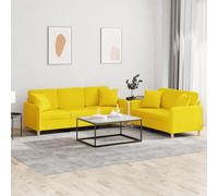 WHOPBXGAD Modern 2+3 Seater Sofa Set with Cushions Light Yellow Fabric Living Room Furniture for Home Lounge Comfortable Durable Conversation Set