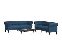 WHOPBXGAD Modern 2 Piece Blue Fabric Sofa Set with 2 Seater and 3 Seater, Comfortable Living Room Furniture for Small Spaces, Polyester Upholstery, Maximum Load 110kg per Seat
