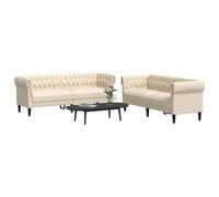 WHOPBXGAD Modern 2-Piece Cream Fabric Sofa Set with High-Density Foam Cushions, Comfortable Living Room Seating for Family Gatherings and TV Watching, Maximum Load 110kg per Seat