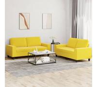 WHOPBXGAD Modern 2 Piece Sofa Set Light Yellow Fabric Living Room Furniture with Comfortable Cushions, Durable Frame for Small Spaces and Family Gatherings