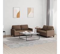 WHOPBXGAD Modern 2-Piece Sofa Set with Cushions Brown Fabric Living Room Furniture, Durable Textilene Material, Comfortable Seating for Small Spaces, Perfect for Chatting and Relaxing