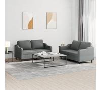 WHOPBXGAD Modern 2 Piece Sofa Set with Cushions Dark Grey Fabric Living Room Furniture, Comfortable Lounge Seating for Home, Durable Upholstery and Sturdy Structure