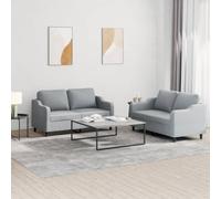 WHOPBXGAD Modern 2-Piece Sofa Set with Cushions Light Gray Fabric for Living Room, Durable Breathable Textile, Sturdy Wood Metal Frame, Comfortable Seating for Relaxation Entertainment