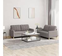 WHOPBXGAD Modern 2-Piece Sofa Set with Cushions Taupe Gray Fabric Durable Living Room Furniture Comfortable Seating for Home Lounge Relaxation