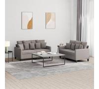 WHOPBXGAD Modern 2 Piece Sofa Set with Cushions Taupe Gray Fabric Living Room Furniture, Durable Breathable Material, Comfortable Seating for Relaxation and Entertainment