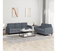 WHOPBXGAD Modern 2-Piece Velvet Sofa Set Dark Grey, Living Room Furniture with Soft Cushions, Comfortable Seating for Family Gatherings and Entertainment Spaces