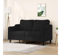 WHOPBXGAD Modern 2-Seater Fabric Sofa 140cm Black for Living Room, Durable Textile Upholstery with Thick Cushions, Comfortable Lounge Chair for Relaxing and TV Watching
