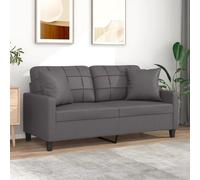 WHOPBXGAD Modern 2-Seater Sofa 140cm with Synthetic Leather Cushions Gray Living Room Furniture for Small Spaces Comfortable Seating for Relaxing TV Watching