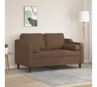 WHOPBXGAD Modern 2 Seater Sofa Brown Fabric 120cm Wide with Removable Cushions, Comfortable Living Room Furniture for Relaxing and TV Watching, Durable Metal Frame Structure