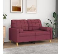 WHOPBXGAD Modern 2 Seater Sofa with Cushions, 120 cm Wide Red Wine Fabric Loveseat for Living Room, Durable Textile with Removable Covers, Comfortable Lounge Chair for Relaxing and TV Watching