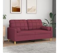 WHOPBXGAD Modern 2-Seater Sofa with Cushions 140cm Wine Red Fabric for Living Room, Durable Textilene Material with Removable Covers, Comfortable Lounge Sofa Bed for Relaxing