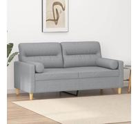 WHOPBXGAD Modern 2 Seater Sofa with Cushions Light Gray Fabric 140 cm Width Living Room Furniture Comfortable Lounge Sofa for Small Spaces Home Decor