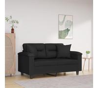 WHOPBXGAD Modern 2-Seater Sofa with Microfiber Cushions Black 120cm, Comfortable Living Room Furniture for Relaxing and TV Watching, Stain Resistant Fabric