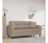 WHOPBXGAD Modern 2 Seater Sofa with Microfiber Cushions Grey Taupe 140cm, Comfortable Living Room Furniture for Relaxing and TV Watching, Durable Stain Resistant Fabric