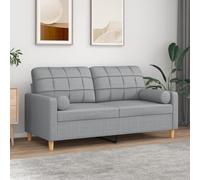 WHOPBXGAD Modern 2 Seater Sofa with Removable Cushions Light Grey Fabric 140cm Width Living Room Furniture for Relaxing Watching TV and Chatting Durable Comfortable Design