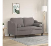 WHOPBXGAD Modern 2 Seater Sofa with Removable Cushions, Taupe Gray Fabric, 120cm Width, Durable Metal Frame, Comfortable Living Room Furniture for Relaxing and TV Watching