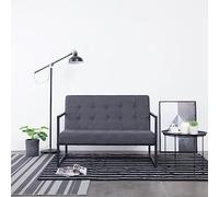 WHOPBXGAD Modern 2-Seater Sofa with Steel Arms and Dark Gray Fabric for Living Room, Comfortable Lounge Chair with Soft Foam Cushion and Solid Wood Frame, Easy Assembly Loveseat