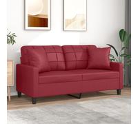 WHOPBXGAD Modern 2 Seater Sofa with Synthetic Leather Cushions 140 cm Wide, Wine Red Color, Comfortable Living Room Furniture for Relaxing and TV Watching