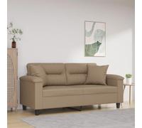 WHOPBXGAD Modern 2 Seater Sofa with Synthetic Leather Cushions Capuchino 140cm Width, Comfortable Living Room Furniture for Relaxing and TV Watching, Durable Metal Frame Structure