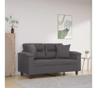 WHOPBXGAD Modern 2 Seater Sofa with Synthetic Leather Cushions Gray 120cm Width for Living Room, Durable Faux Leather Material, Comfortable Seating Experience, Sturdy Metal Frame Design