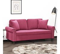 WHOPBXGAD Modern 2 Seater Sofa with Velvet Cushions 140cm Wine Red, Comfortable Living Room Furniture for Relaxing and TV Watching, Sturdy Metal Frame Design