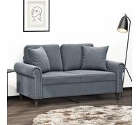 WHOPBXGAD Modern 2 Seater Sofa with Velvet Cushions Dark Grey 120cm Width, Comfortable Living Room Furniture for Relaxing and TV Watching, Sturdy Metal Frame Structure