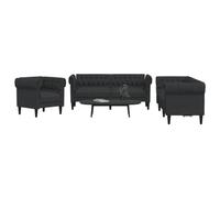 WHOPBXGAD Modern 3 Piece Fabric Sofa Set Black Living Room Furniture with Comfortable Seating, Durable Polyester Material, 110kg Load Capacity for Home Lounge Entertainment Space