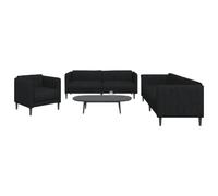 WHOPBXGAD Modern 3 Piece Sofa Set Black Fabric Living Room Furniture with Comfortable Seating, Breathable Material and Sturdy Wood Legs for Home Lounge Relaxation