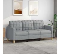 WHOPBXGAD Modern 3 Seater Sofa 180 cm Light Gray Fabric Living Room Couch with Thick Cushions, Durable Metal Frame for Relaxing and Entertaining