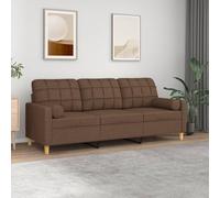 WHOPBXGAD Modern 3 Seater Sofa Brown Fabric 180 cm Wide with Removable Cushions, Comfortable Living Room Furniture for Relaxing and TV Watching, Durable Metal Frame Structure